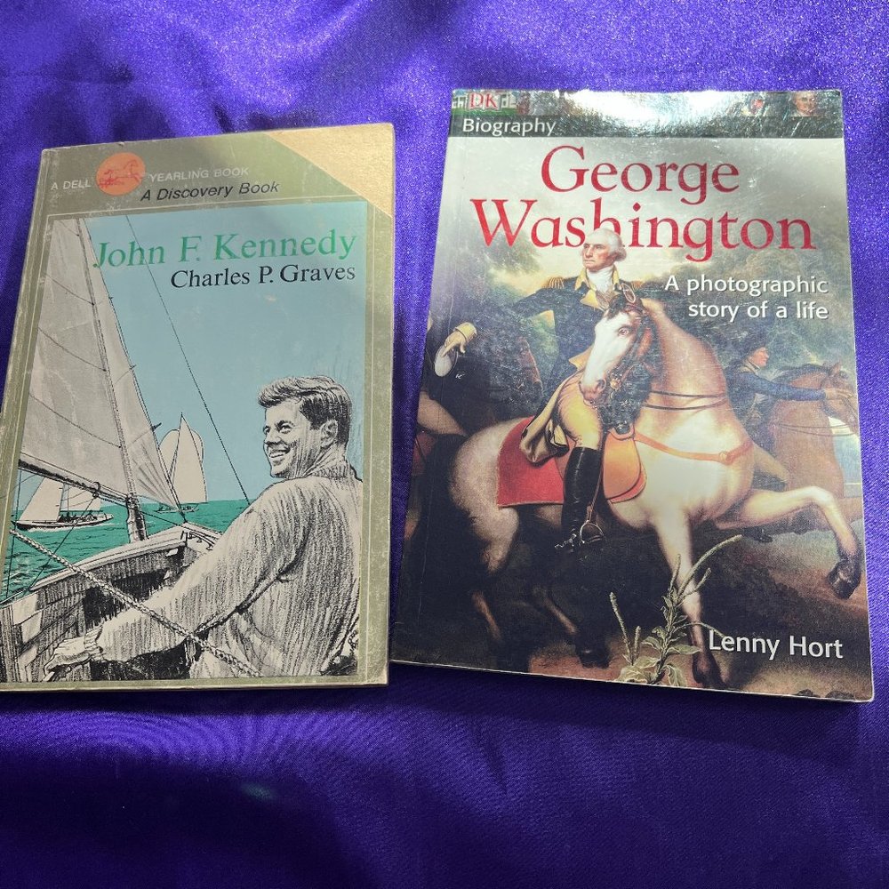 📌George Washington : A DK Biography  & 1965 John F Kennedy New Frontiersman